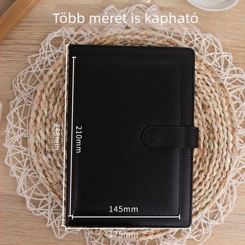 A5/B5 Üzleti notesz fekete műbőr borítóval, levehető lapokkal, értekezlet-nyilvántartó és multifunkcionális napló