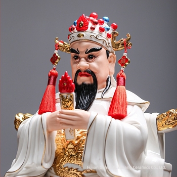 Dehua porcelán sárkánykirály szobra, Öt uralkodó, Guangji sárkánykirály Buddha szobra a Wutai-hegyről, imádatra való dísz