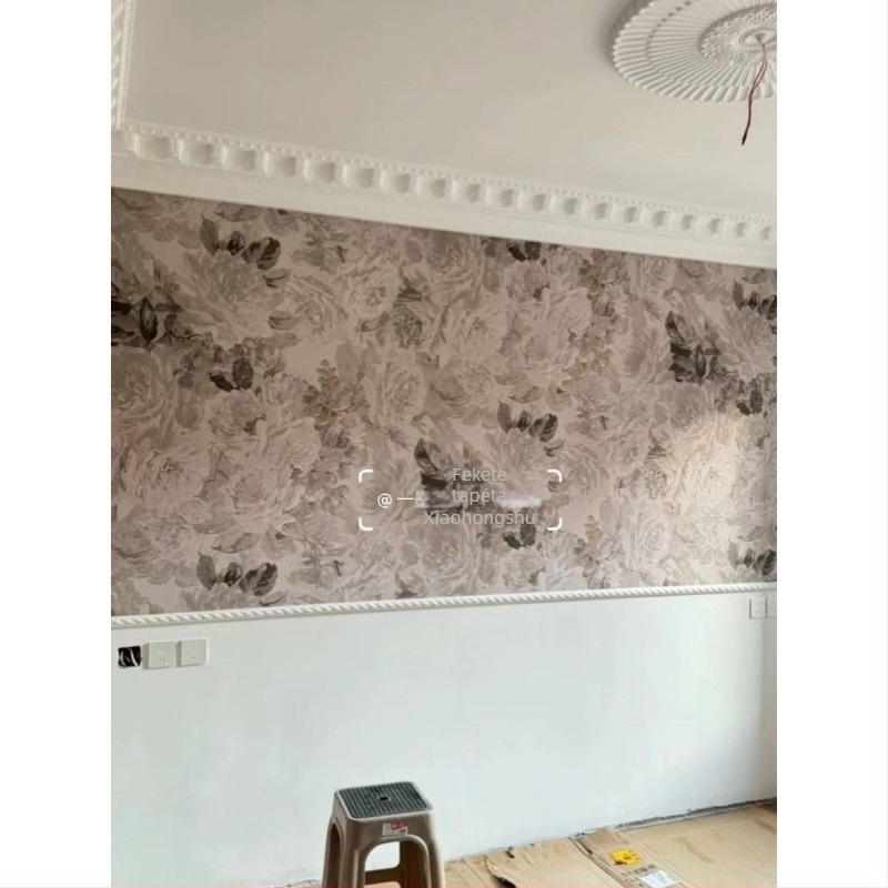 Amerikai vidéki virágos tapéta, varrat nélküli textil fal-mural, francia retro rózsás háttérrel