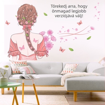 XY7008 Öntapadós falmatrica lányok hálószobájához, gyerekszoba dekoráció, rajzfilm stílus, egyszínű dizájn, PVC vízálló