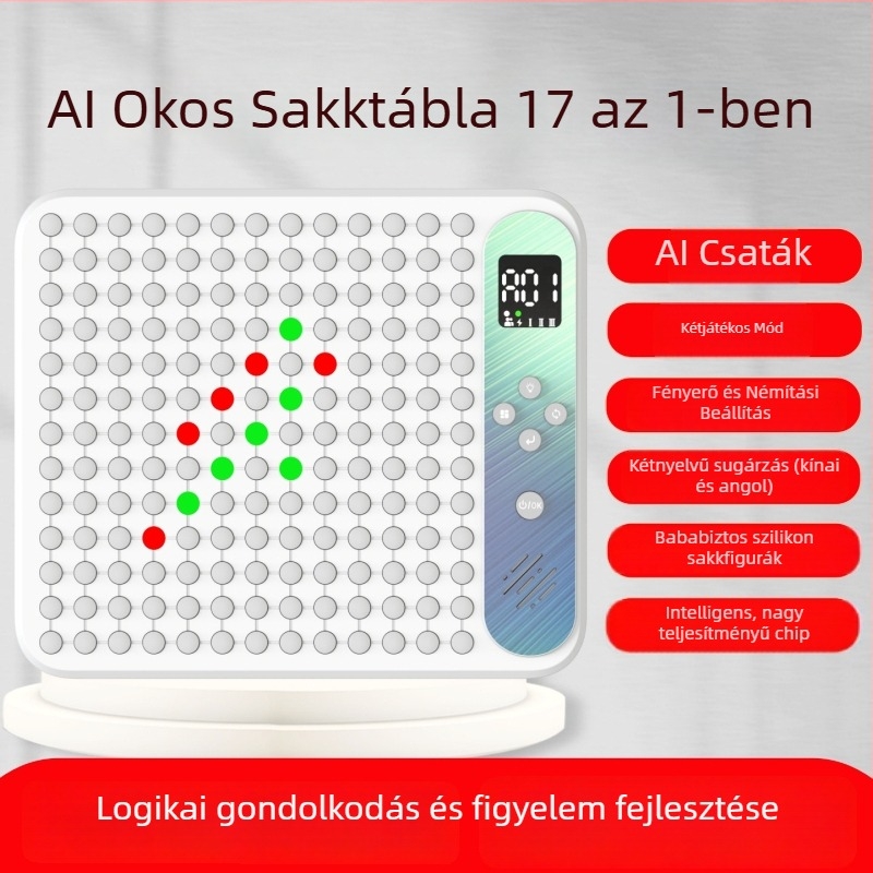 AI-vezérelt 17-in-1 multifunkcionális elektronikus sakkasztal Gomoku, Go és Tic-Tac-Toe gyermekeknek