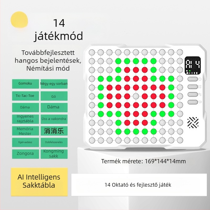 AI-vezérelt 17-in-1 multifunkcionális elektronikus sakkasztal Gomoku, Go és Tic-Tac-Toe gyermekeknek