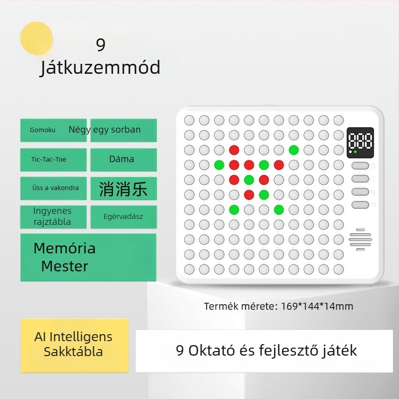 AI-vezérelt 17-in-1 multifunkcionális elektronikus sakkasztal Gomoku, Go és Tic-Tac-Toe gyermekeknek