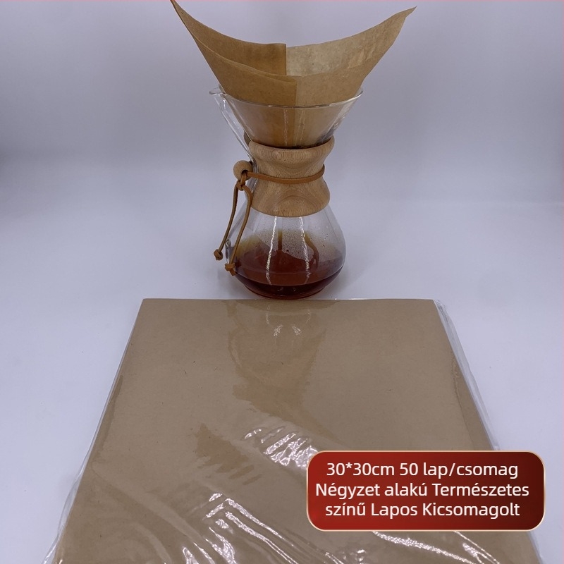 Chemex négyszögletes, sík előre hajtogatott kávéfilter papír, háztartási használatra, félhold alakú megosztó kancsóhoz