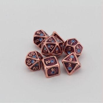 Antik fém dobókockák drágakő-stílusban, Dungeons & Dragons asztali RPG játékhoz