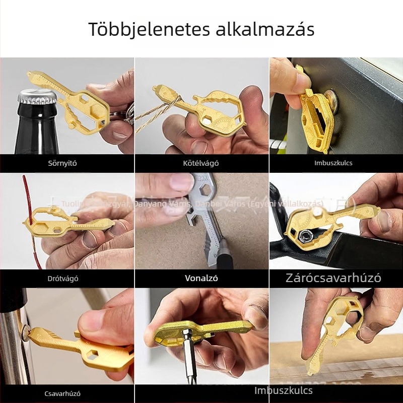 24-az-1-ben csavarhúzó cinkötvözetből – hordozható, többfunkciós szerszám üvegnyitó medállal és kulcstartóval
