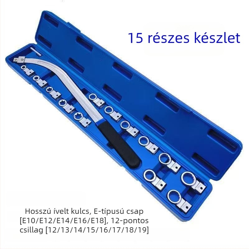 15 darabos készlet autó motor szíjhoz állítható kulcsokkal ventilátorok szétszereléséhez és összeszereléséhez, 12-pontos hatszögletes racsnis kulcs