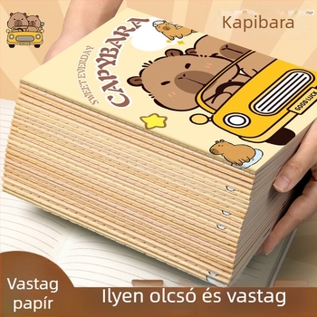 Kapibara jegyzetfüzet — aranyos rajzolt diák stílus, 16K puha fedél