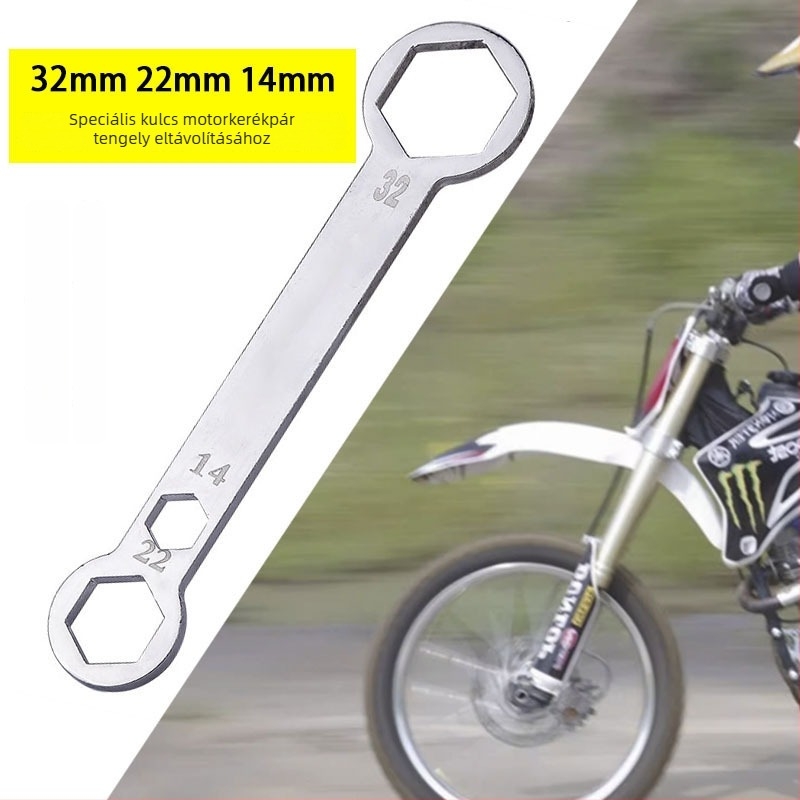 Motorkerékpár tengelyszétszerelő kulcs – előre és hátra tengelyekhez, 32mm/22mm/14mm