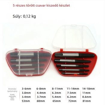 Törött menet és laza csavar eltávolítására szolgáló szerszámkészlet háromszög alakú szeleppel ellátott csaptelephez