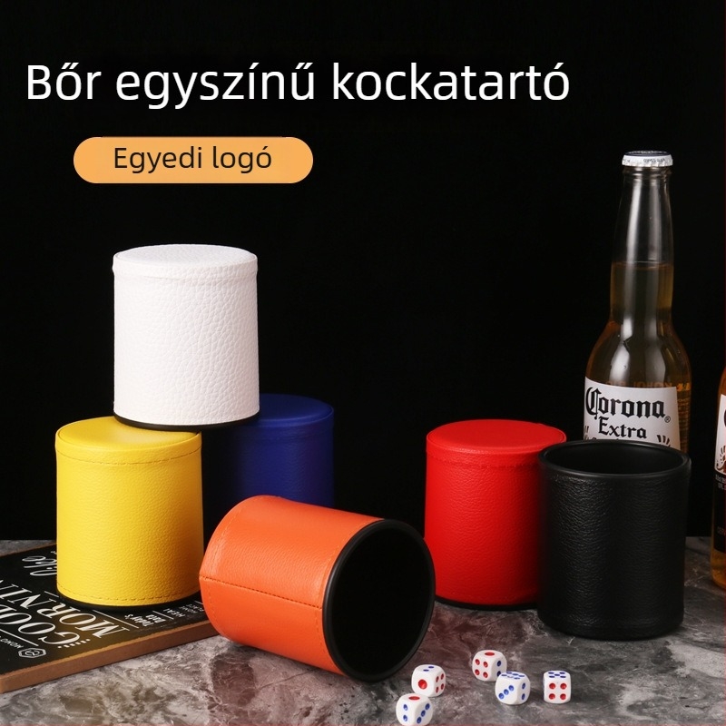 Lychee-textúrájú bőrhatású dobókocka pohár bár/KTV számára, kör alakú, logó nyomtatási lehetőség
