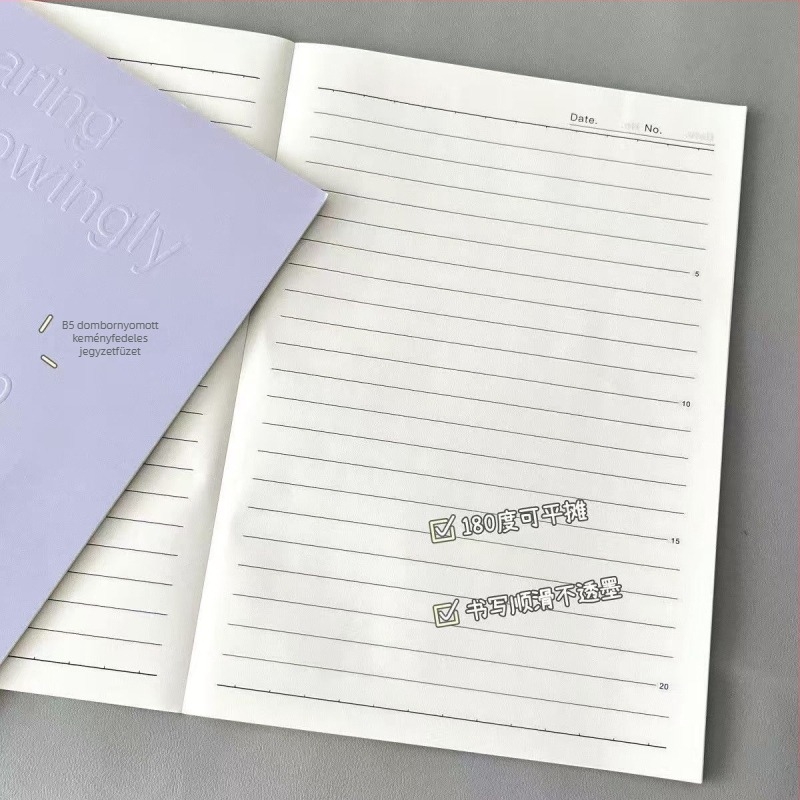 Minimalista Morandi színvilágú B5-ös dombornyomott ragasztott kötésű notesz, vonalas