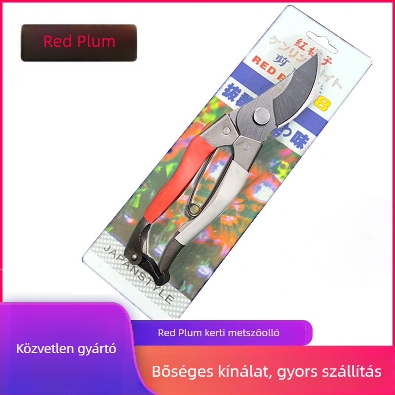 Red Plum Metszőolló gyümölcságakhoz és bonsajhoz – mangán acél pengék, vas nyél