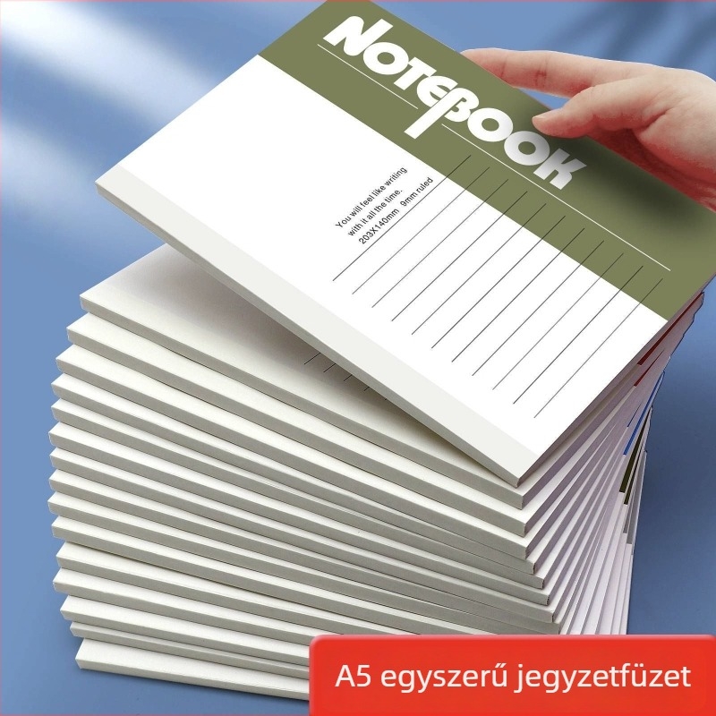8 darab A5 méretű jegyzetfüzet, puha borító, ragasztott kötés, egyszerű irodai stílus