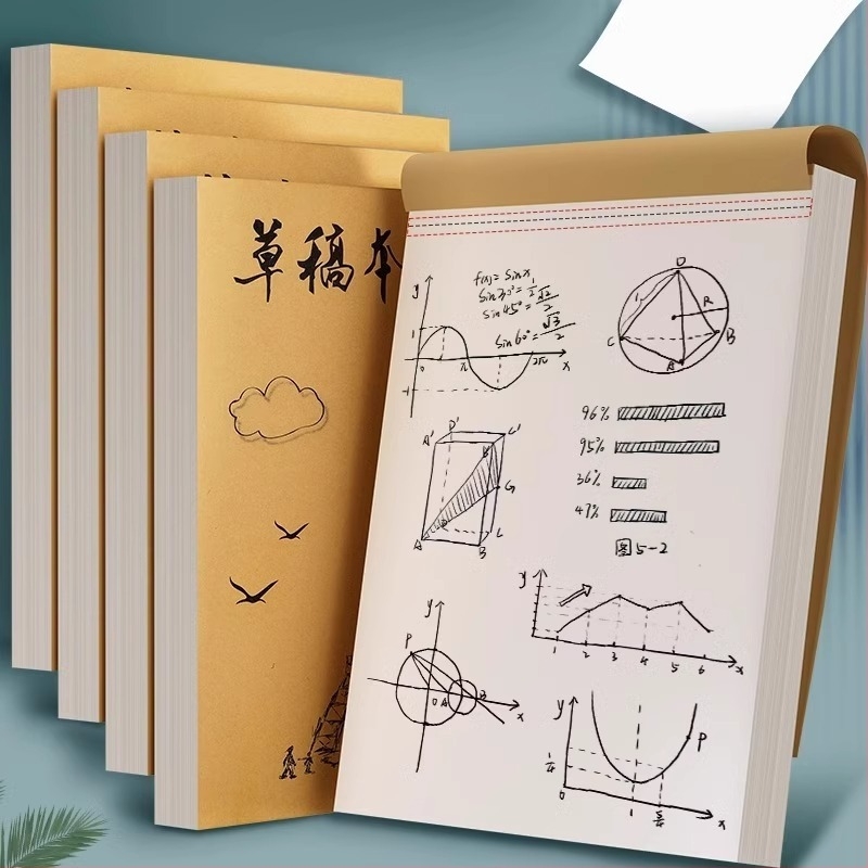 Vastagított vázlatpapír diákoknak, üres matematikai jegyzetfüzet A4