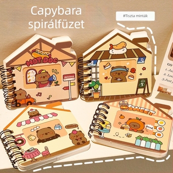Aranyos kapibara spirálfüzet ablakos dizájnnal, diákoknak, kis zsebméretű jegyzetfüzet
