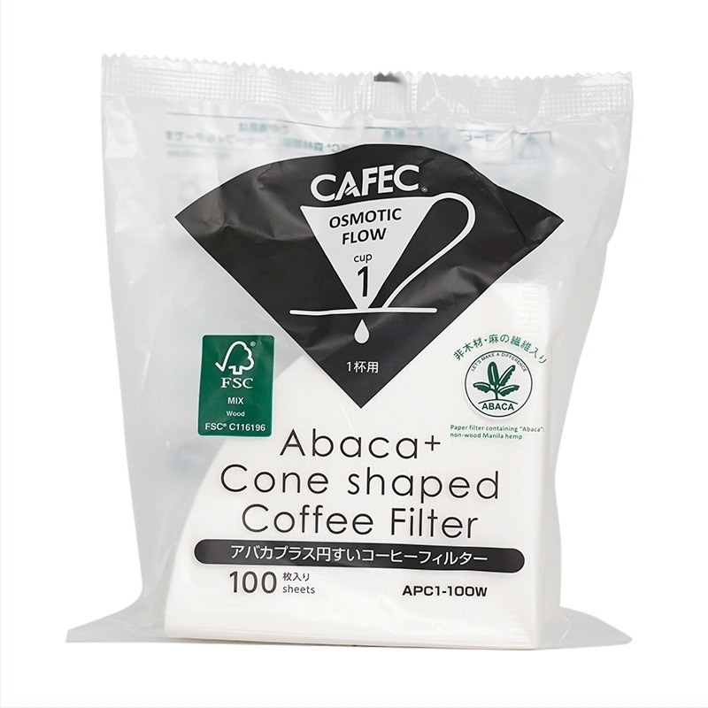 CAFEC V60 konus szűrőpapír, Abaca, 100 darab, kézi csepegtetéshez, pörkölési tartomány: világos–sötétig