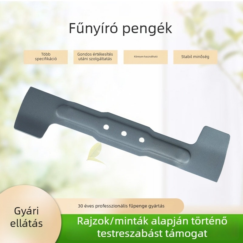 Fűnyíró pengék és tartozékok kerti gépekhez: fűnyírókhoz, fűkaszákhoz, traktorokhoz és egyéb kerti gépekhez