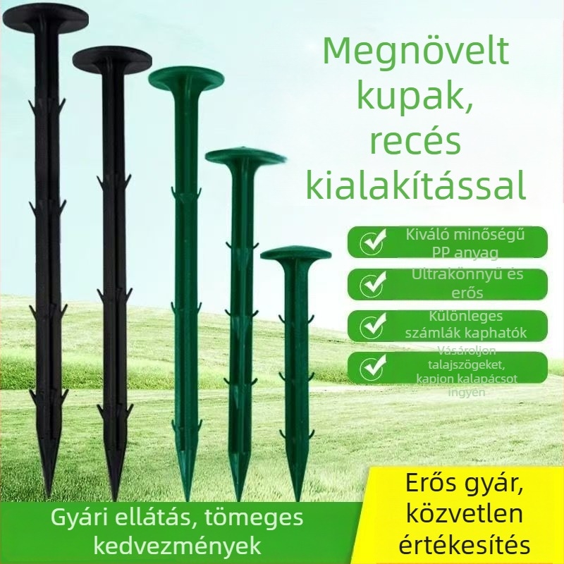 Műanyag földszeg szúróval a gyomvédő textília és fólia rögzítéséhez a kertekben