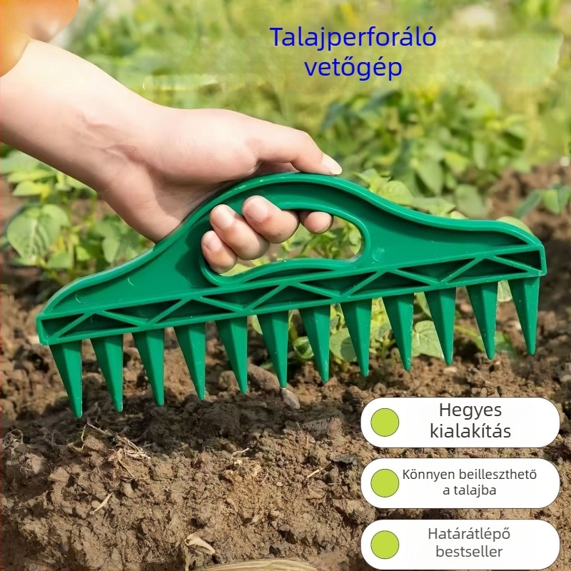 Magvetési távolságmérő és lyukasztó eszköz kertekbe ültetéshez