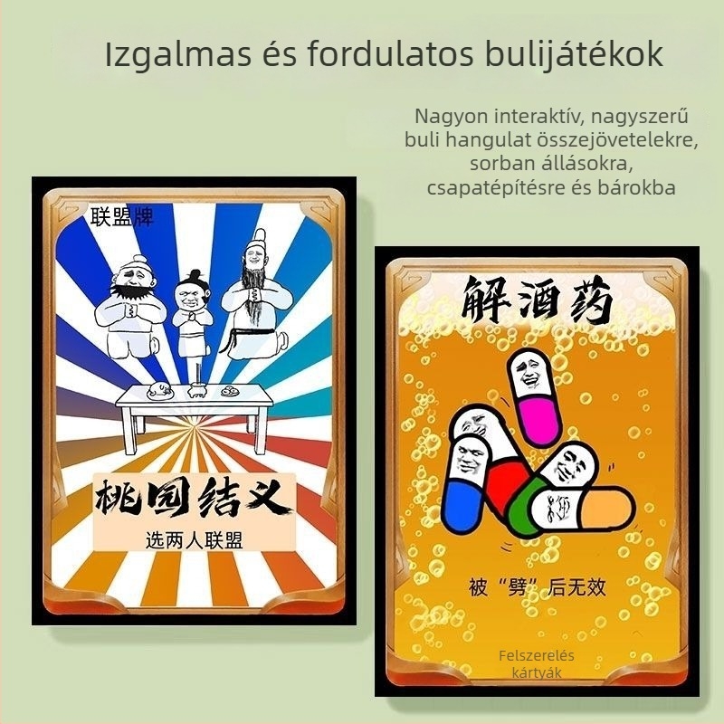 Luxus kiadású sörivó társasjáték dobókockákkal és kártyákkal – Parti játék, Three Kingdoms Kill kiadás