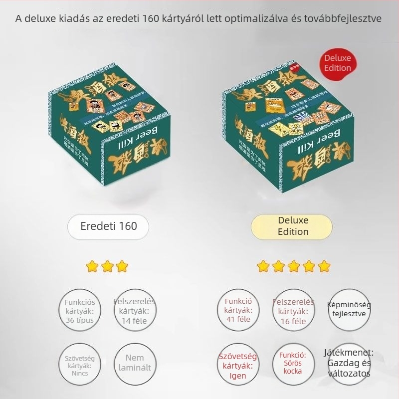 Luxus kiadású sörivó társasjáték dobókockákkal és kártyákkal – Parti játék, Three Kingdoms Kill kiadás