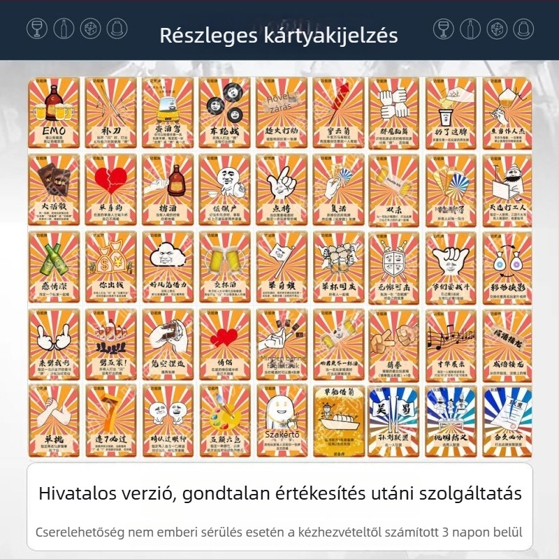 Luxus kiadású sörivó társasjáték dobókockákkal és kártyákkal – Parti játék, Three Kingdoms Kill kiadás