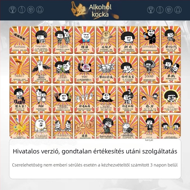 Luxus kiadású sörivó társasjáték dobókockákkal és kártyákkal – Parti játék, Three Kingdoms Kill kiadás