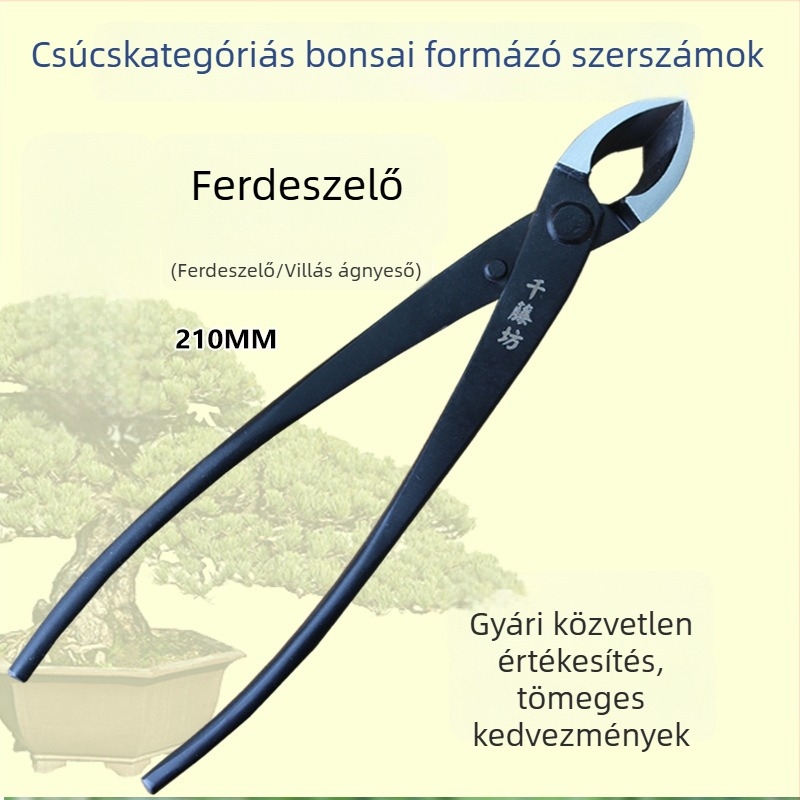 Ferde vágóolló bonsai formázáshoz — villás ágmetsző olló, kompozit acél bonsai formázó eszköz, oldalágak metszése, Qiantengfang