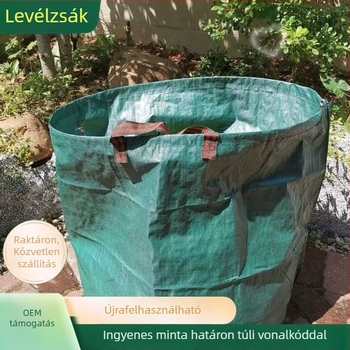 Három darabos fonott levélzsák kerthez – nagy kapacitású, fekete-zöld tárolózsák