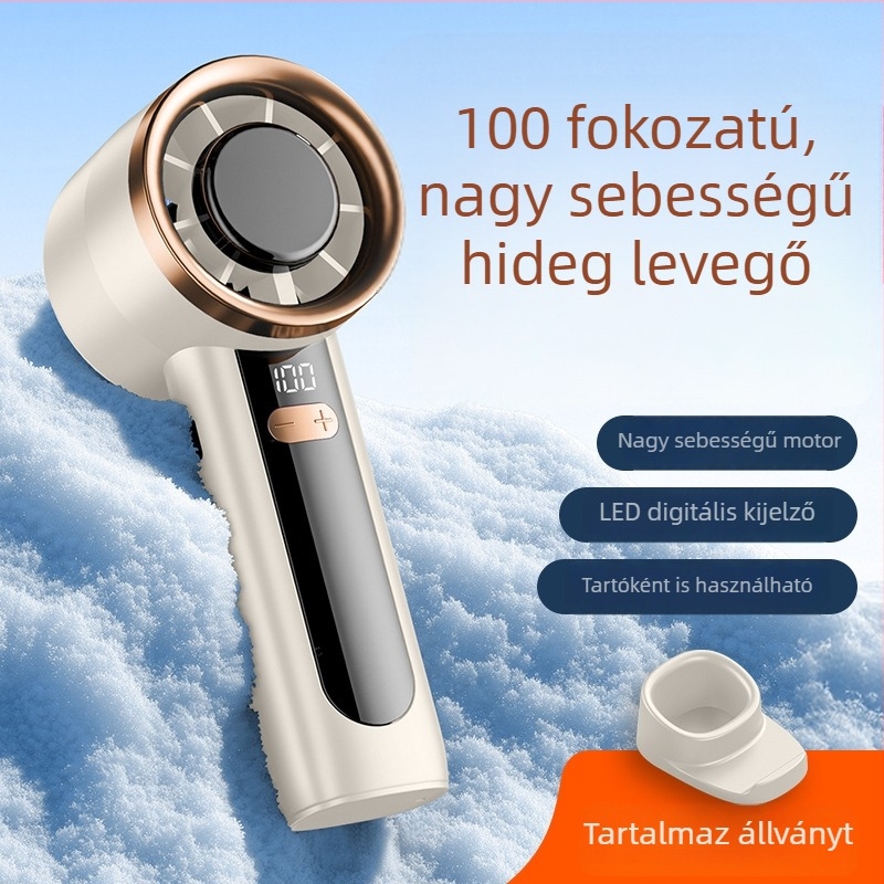 Új kézi ventilátor telefontartóval, digitális kijelzővel, USB töltéssel, asztali ventilátor kempingezéshez