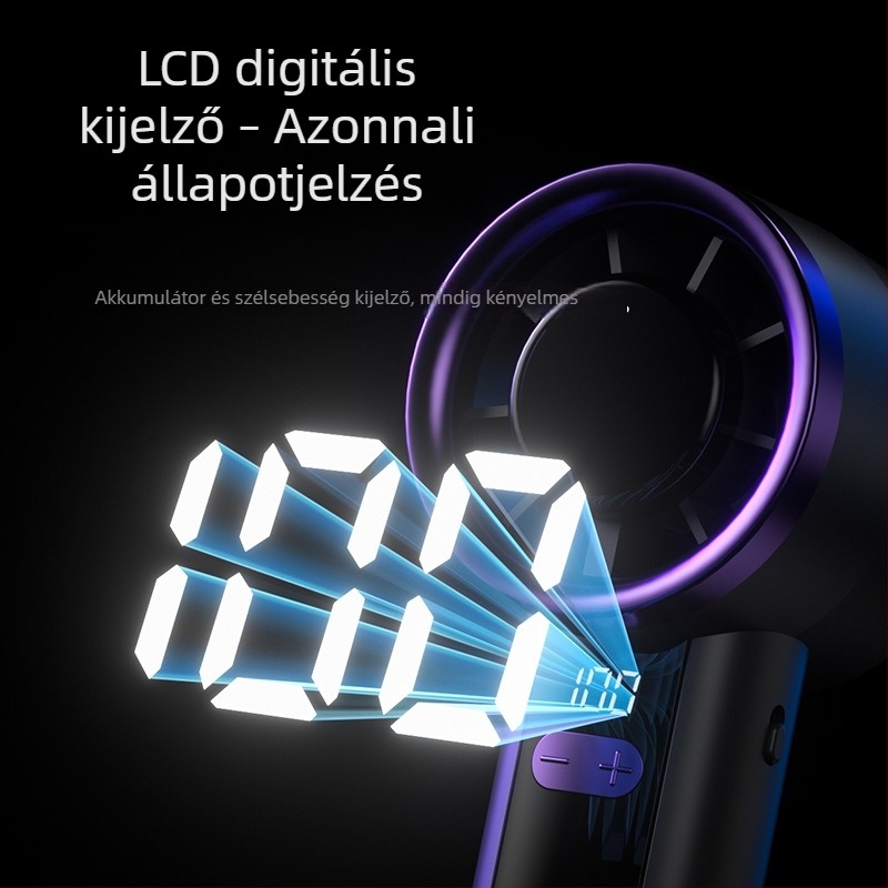 Új kézi ventilátor telefontartóval, digitális kijelzővel, USB töltéssel, asztali ventilátor kempingezéshez