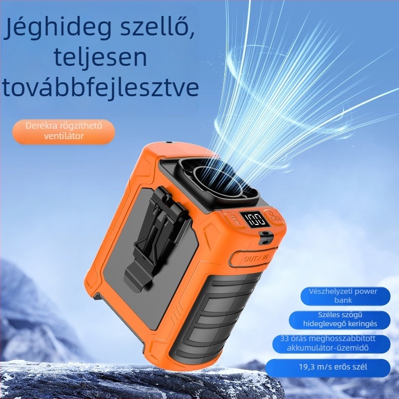 FS-31 Övön viselhető kültéri ventilátor beépített 6000mAh akkumulátorral, hordozható hűtő ventilátor, 3 sebesség