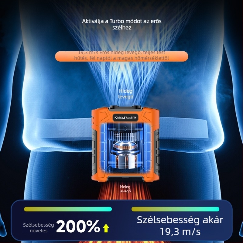 FS-31 Övön viselhető kültéri ventilátor beépített 6000mAh akkumulátorral, hordozható hűtő ventilátor, 3 sebesség