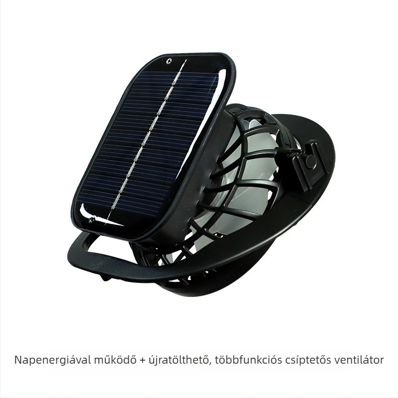 Napelemes ventilátor USB-s újratölthető akkumulátorral, erős hűtő légáramlattal, kézben tartható többfunkciós elektromos ventilátor