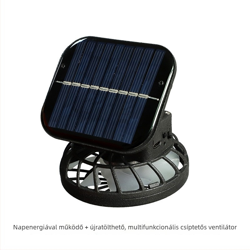 Napelemes ventilátor USB-s újratölthető akkumulátorral, erős hűtő légáramlattal, kézben tartható többfunkciós elektromos ventilátor