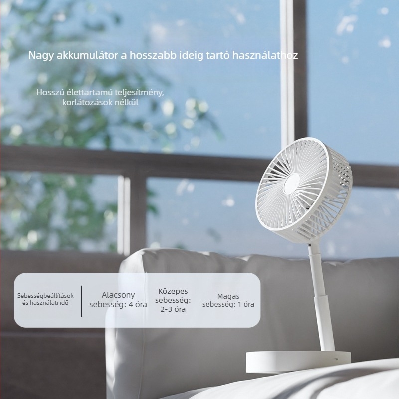USB összecsukható teleszkópos mini asztali ventilátor, hordozható háromlapátos iroda ventilátor