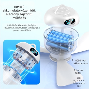 USB-s mini függőventilátor távirányítóval, csendes, újratölthető, kempingezéshez és kollégiumi szobákhoz