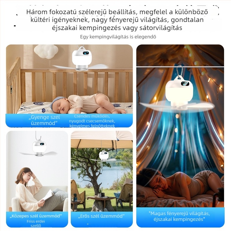 USB-s mini függőventilátor távirányítóval, csendes, újratölthető, kempingezéshez és kollégiumi szobákhoz