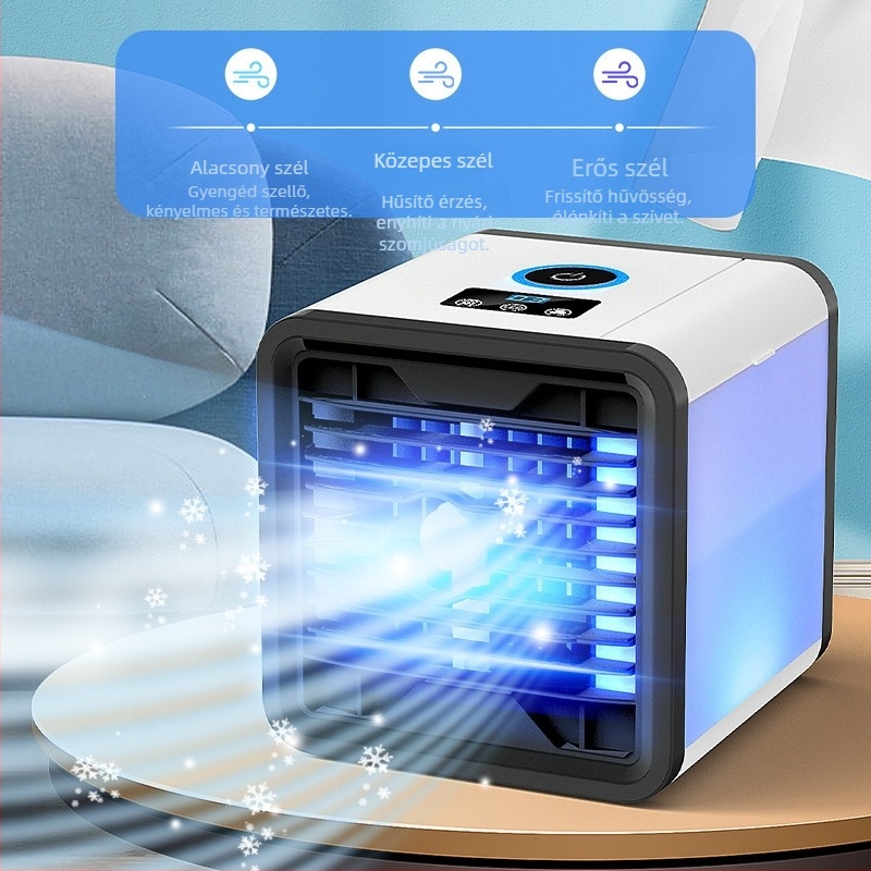 USB asztali ködítő ventilátor – mini vízhűtő levegő, otthoni használatra, 3 sebesség