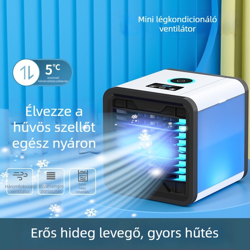 USB asztali ködítő ventilátor – mini vízhűtő levegő, otthoni használatra, 3 sebesség