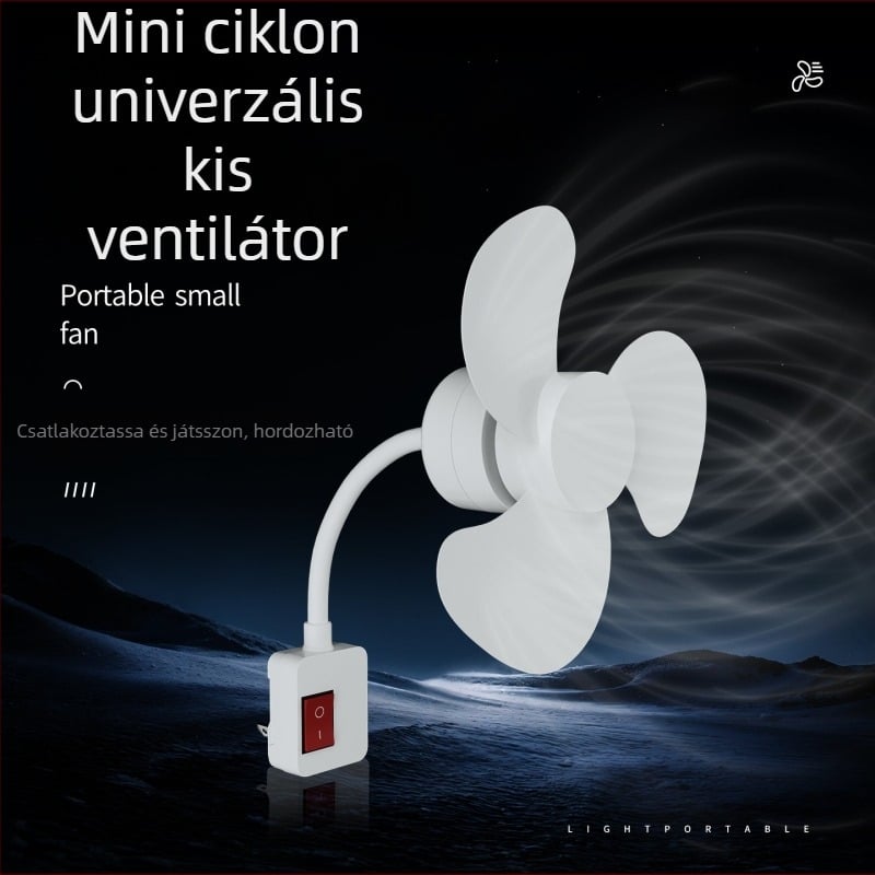 Kompakt ventilátor beépített háromaljzatos csatlakozóval, csendes, fürdőszobára és konyhára