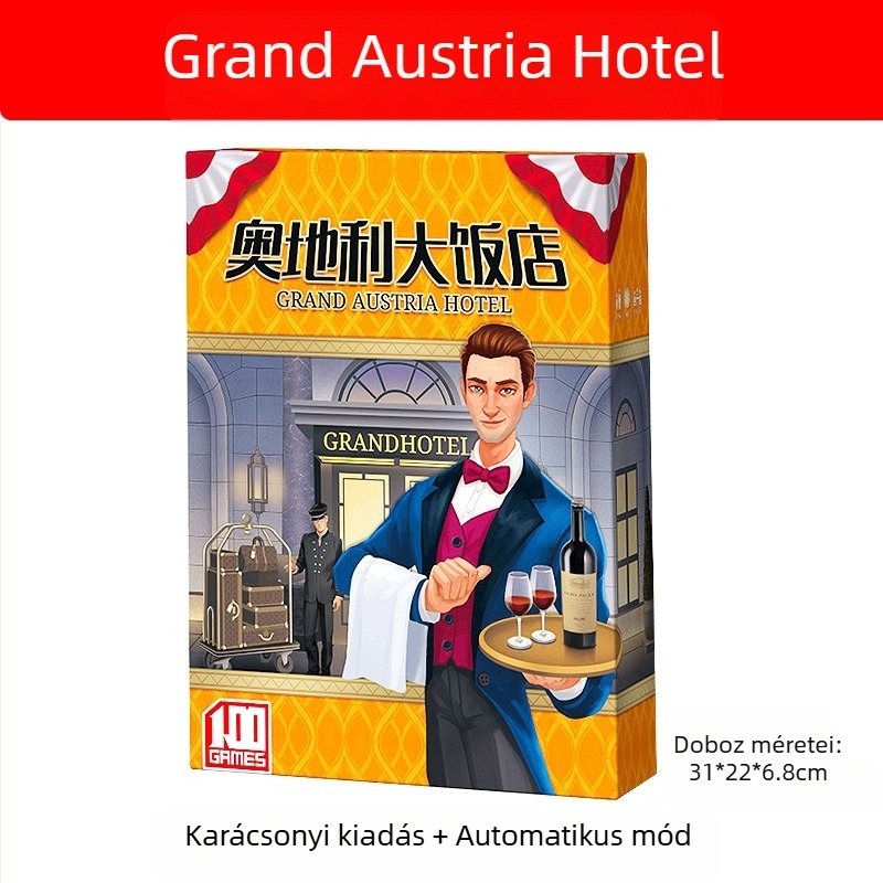 Ausztria Grand Hotel társasjáték kártyákkal és bővítéssel, 2–4 játékos számára – stratégiai és parti menedzsment