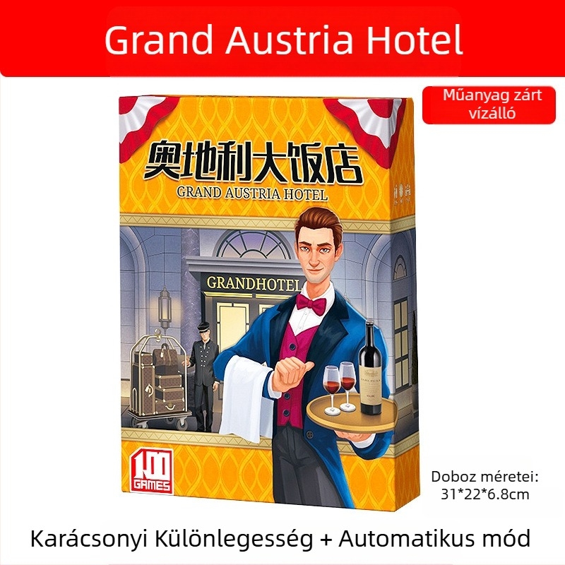 Ausztria Grand Hotel társasjáték kártyákkal és bővítéssel, 2–4 játékos számára – stratégiai és parti menedzsment