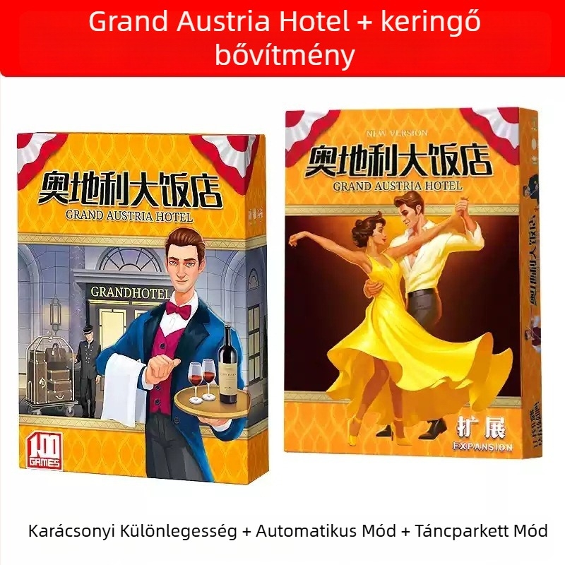 Ausztria Grand Hotel társasjáték kártyákkal és bővítéssel, 2–4 játékos számára – stratégiai és parti menedzsment