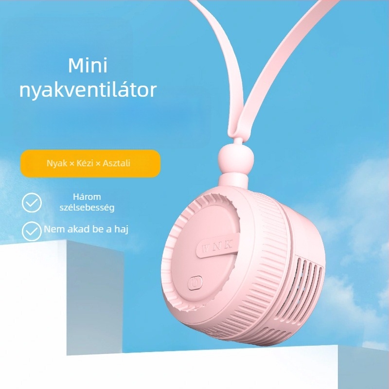 2024-es egyedi nyakban hordható ventilátor, ultrakönnyű, lapát nélküli, USB töltés, csendes hűtés, gyerekeknek