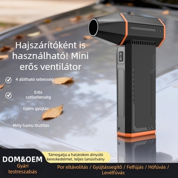 Hordozható kézi ventilátor brushless motorral, mini turbó ventilátor USB töltéssel