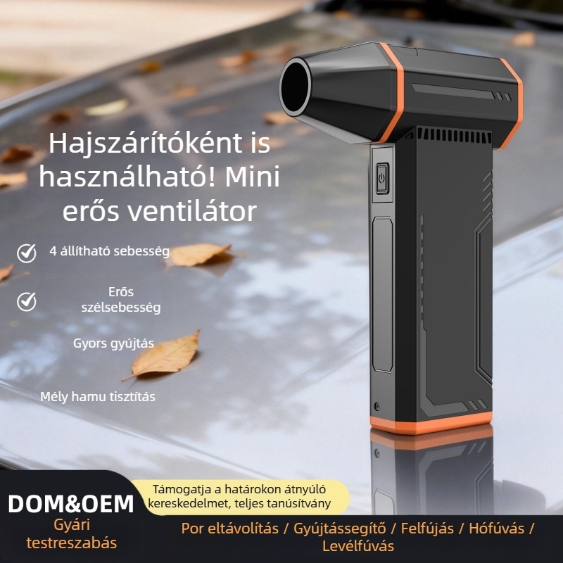 Hordozható kézi ventilátor brushless motorral, mini turbó ventilátor USB töltéssel