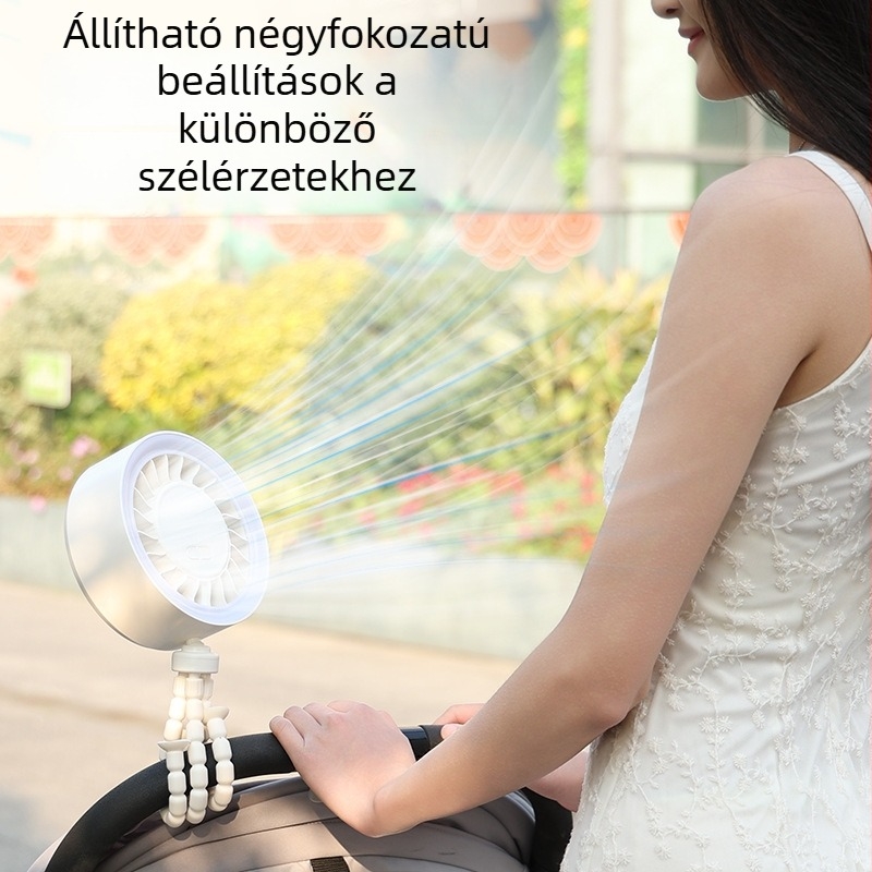 Új asztali ventilátor USB-vel, állítható szögű, polip alakú hűtőventilátor éjjeli fényével, hordozható