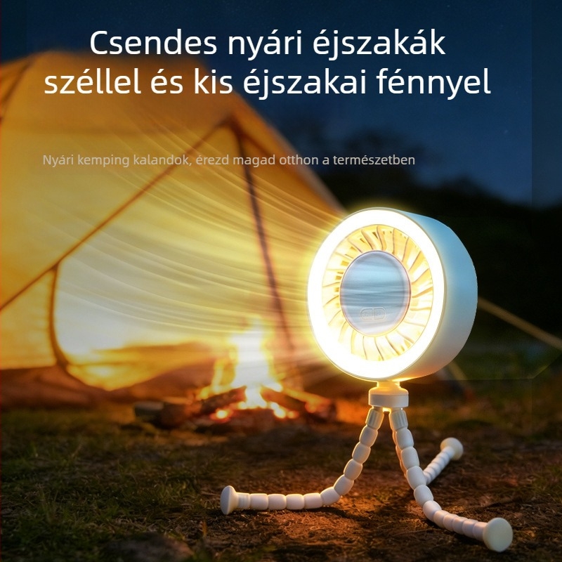 Új asztali ventilátor USB-vel, állítható szögű, polip alakú hűtőventilátor éjjeli fényével, hordozható